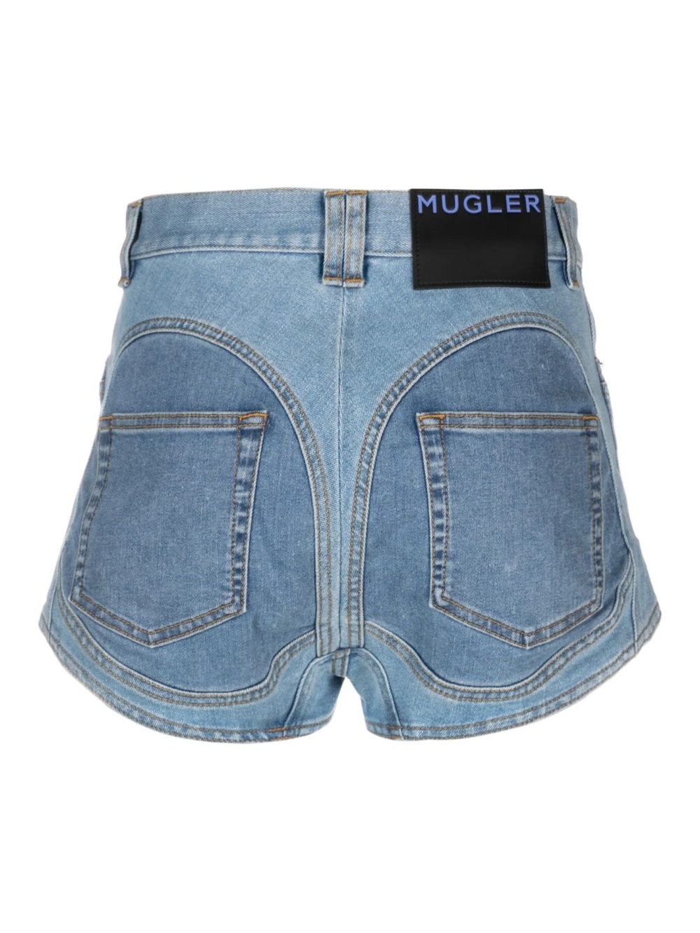 Mugler Spiral High-Waisted Denim Shorts Size 40 | Sold Out
